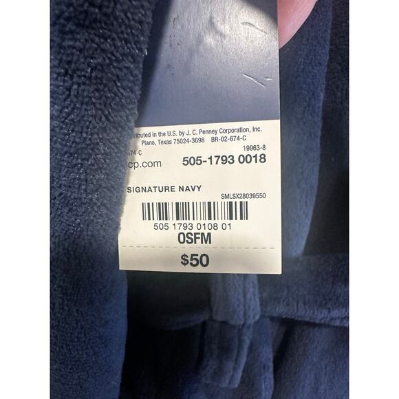 Stafford Men’s OSFM robe NWT plush robe navy casual sleepwear - Picture 4 of 7